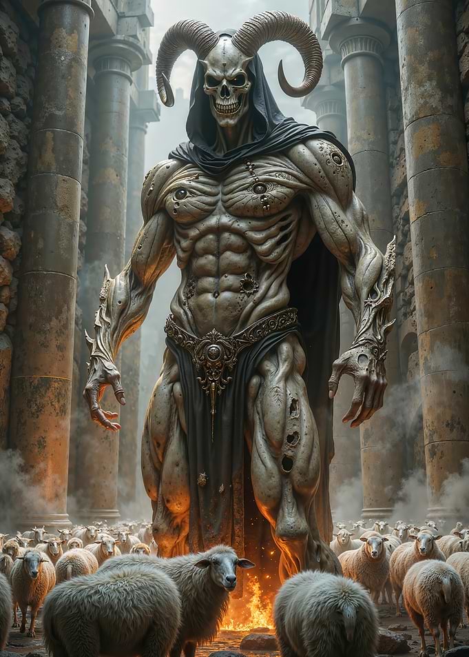 Horned Skull Demon with Sheep