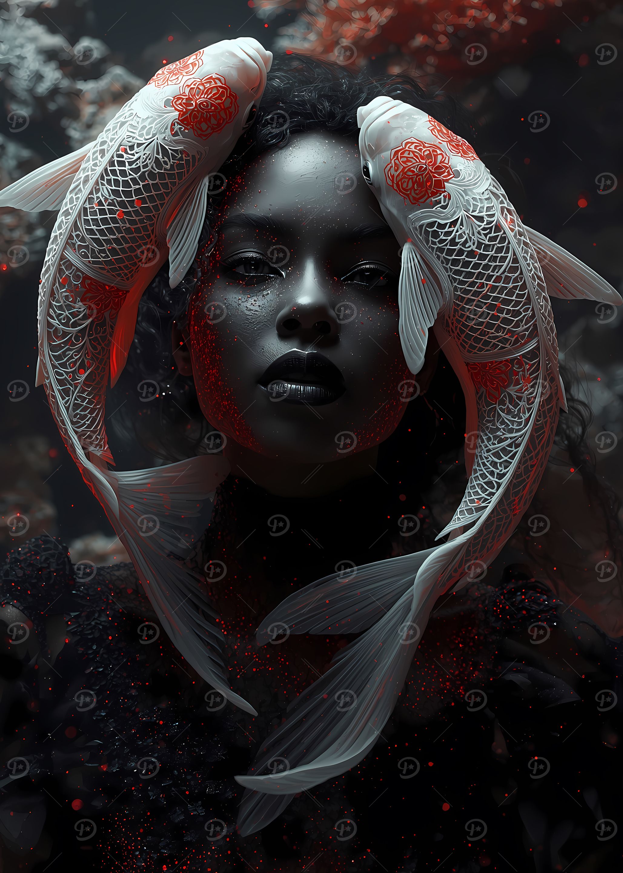 Woman with Koi Fish