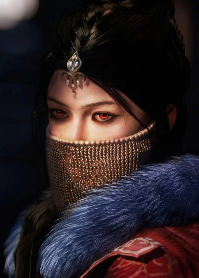 Mysterious Woman with Red Eyes
