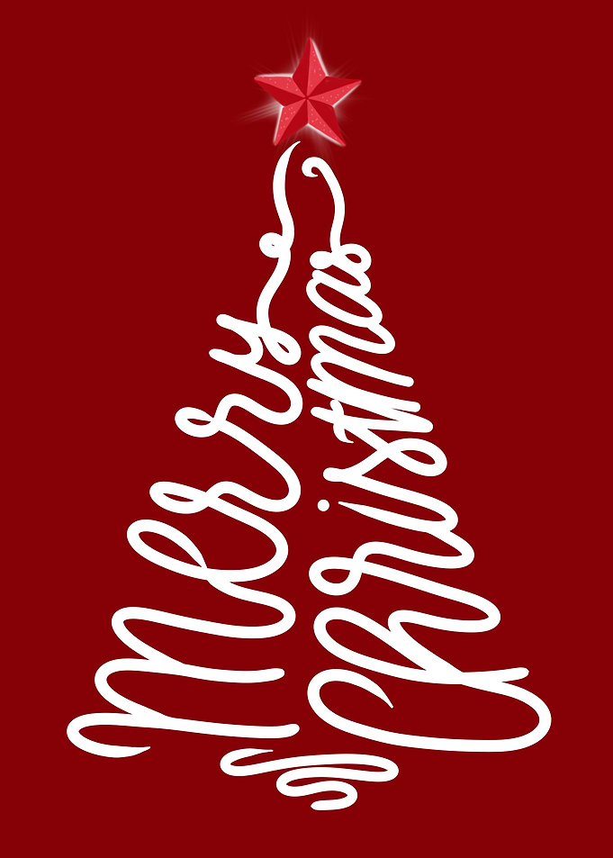 Merry Christmas Tree Text Art