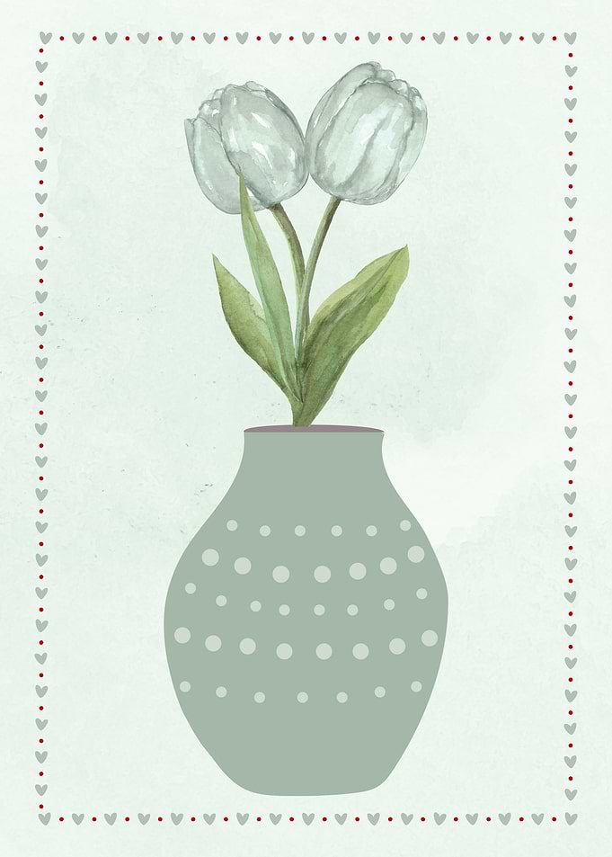 Watercolor Tulips in Vase Illustration