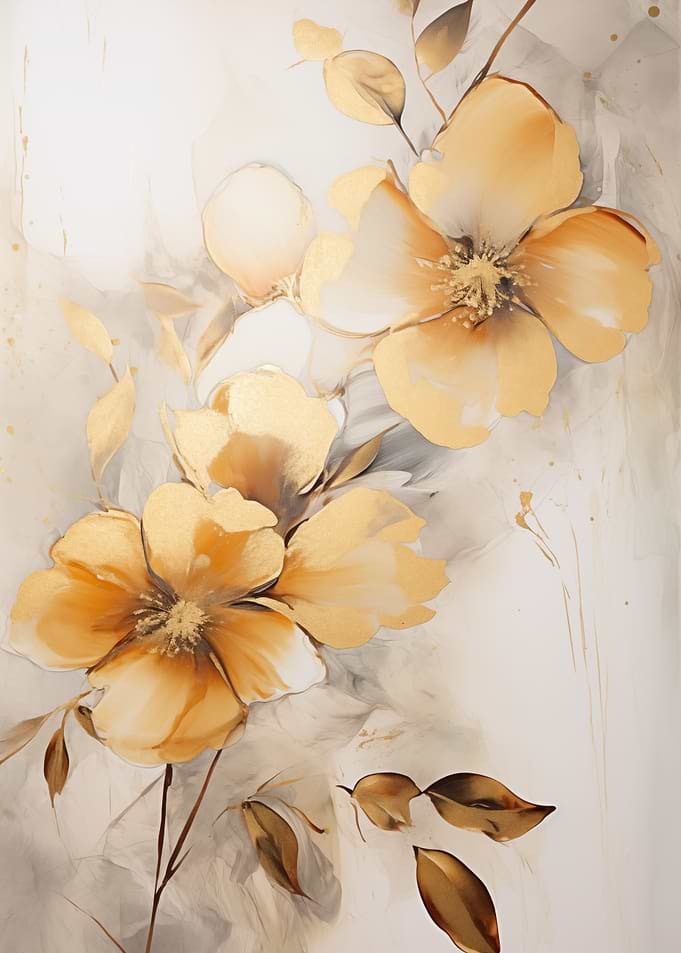 Golden Floral Watercolor