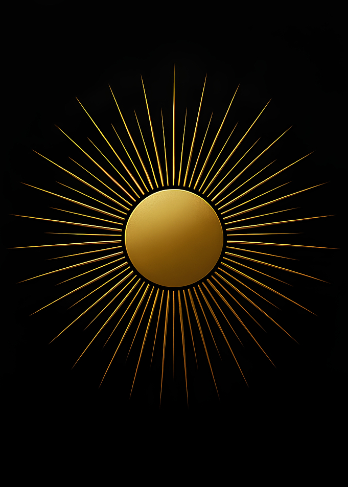 Golden Sunburst on Black Background