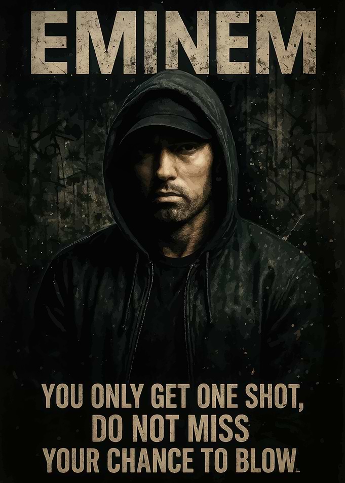 Eminem Portrait with Motivational Quote