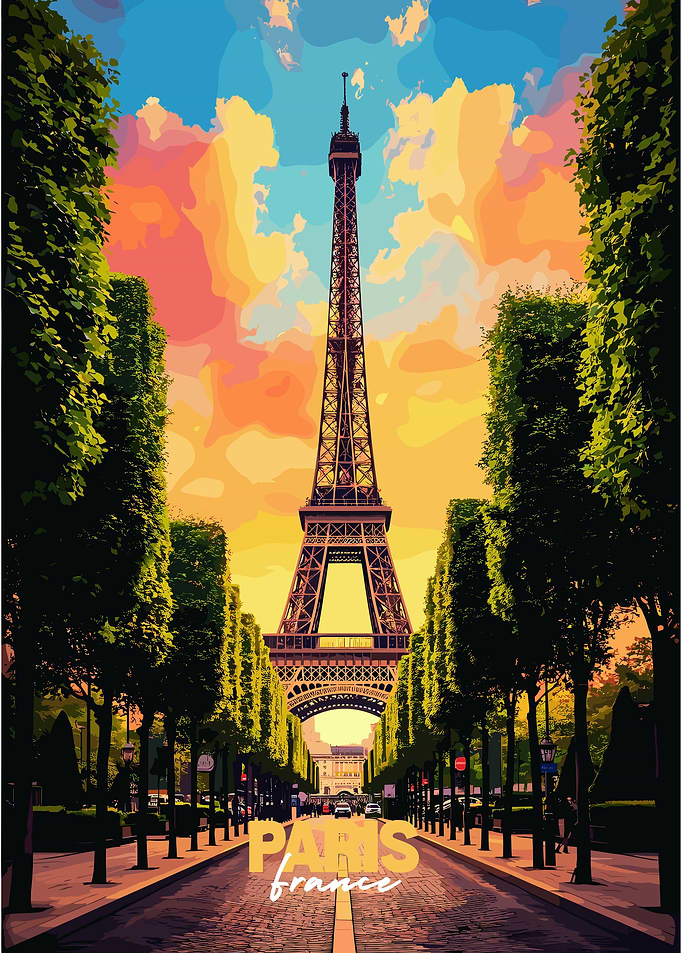 Eiffel Tower Paris France Illustration