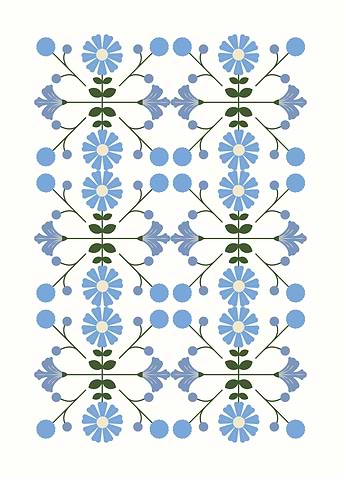 Floral Pattern with Blue Flowers