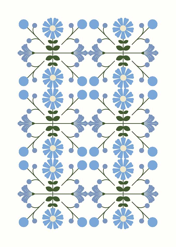 Floral Pattern with Blue Flowers