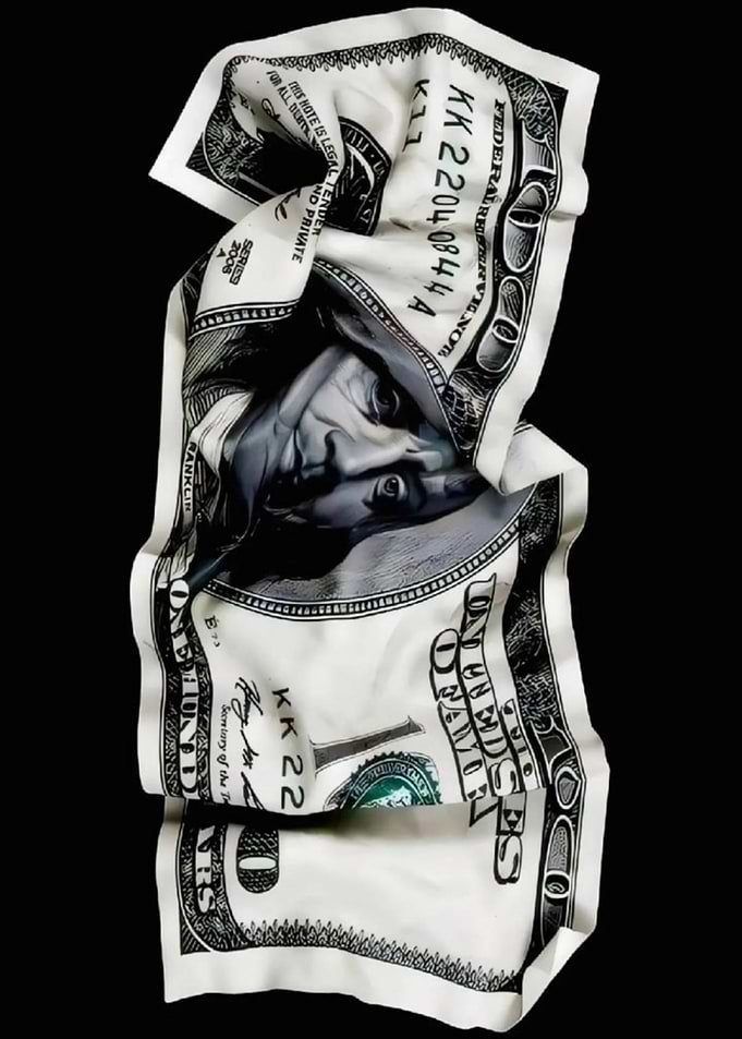 Crumpled One Hundred Dollar Bill