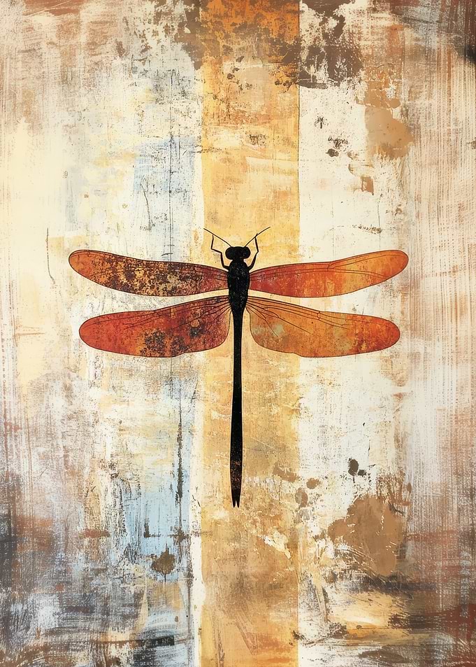 Dragonfly on Textured Abstract Background | Nature-Inspired Decor