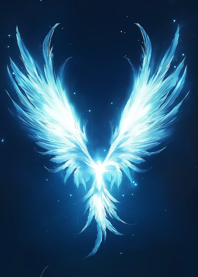 A pair of glowing anime wings gently hovering midair