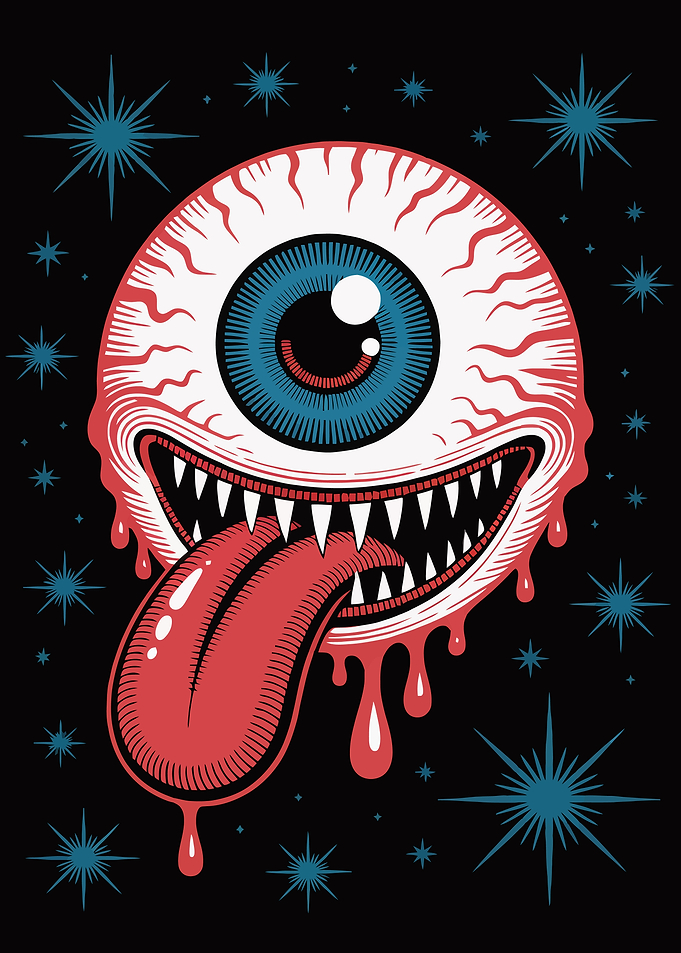 Creepy Eyeball Monster with Tongue