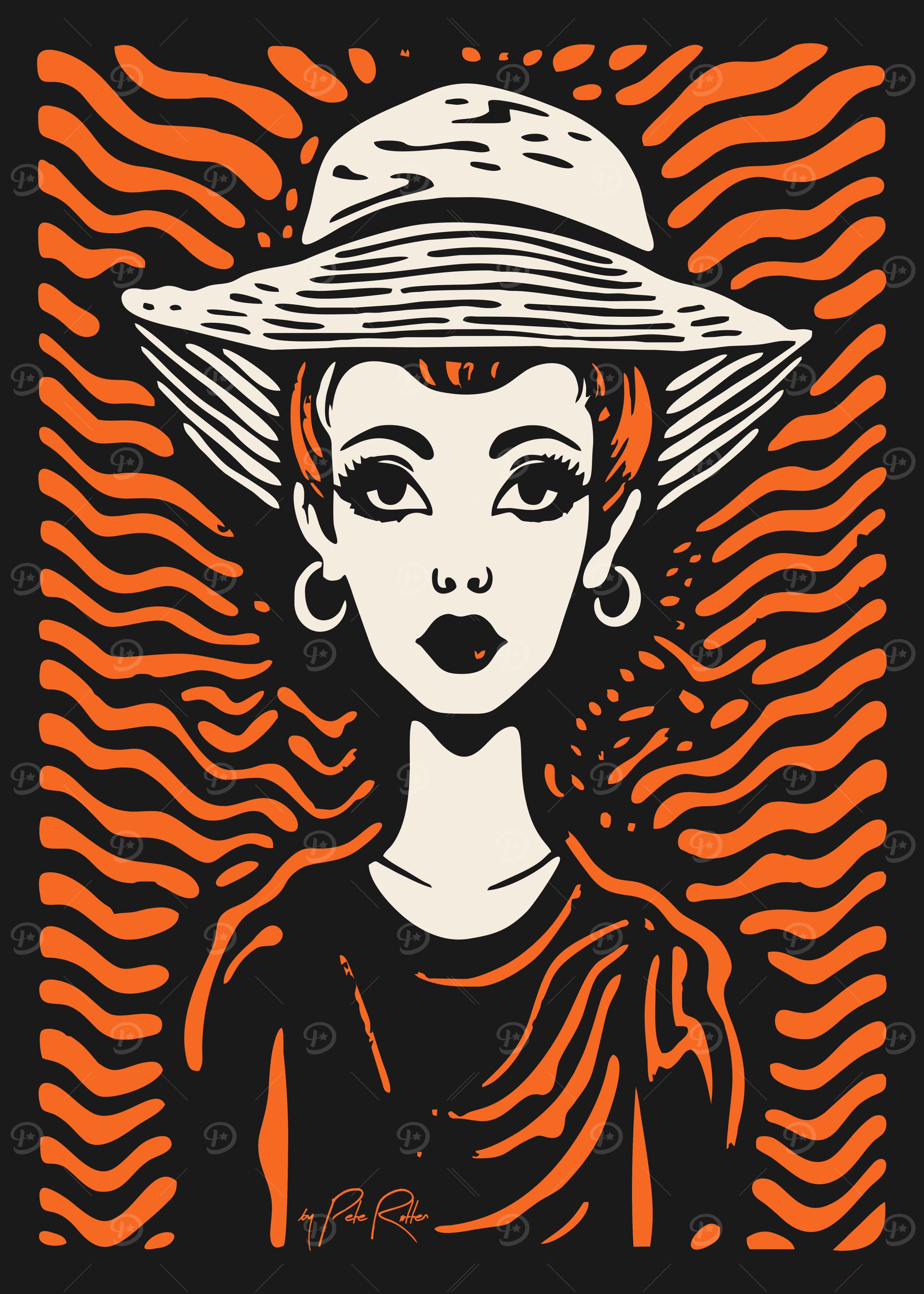 Woman with Hat Illustration