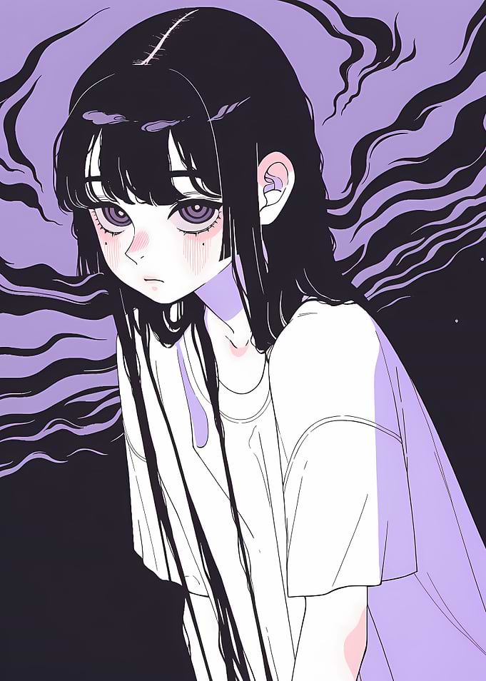 Anime Girl with Purple Eyes