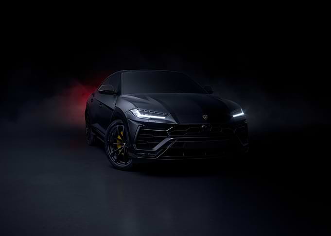 Black Lamborghini Urus in Dark Setting
