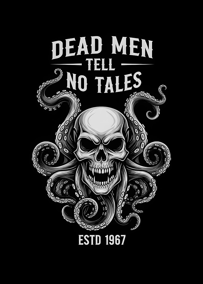 Skull and Octopus Tentacles Illustration