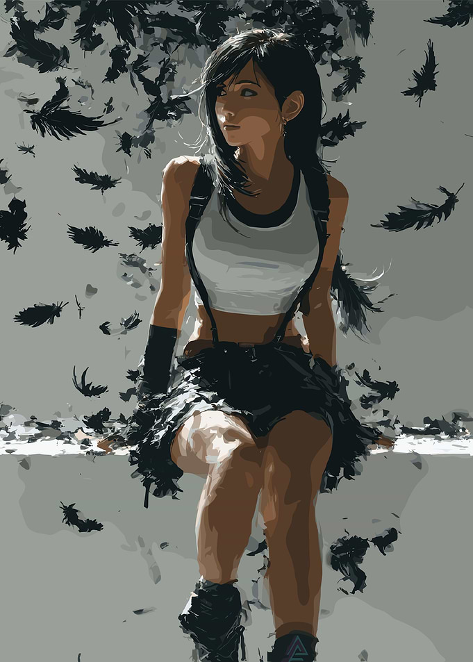 Tifa Lockhart with Feathers Digital Art