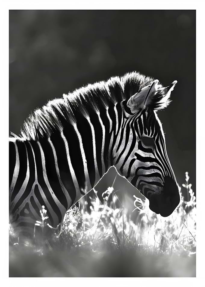 Monochrome Zebra Portrait in Natural Setting