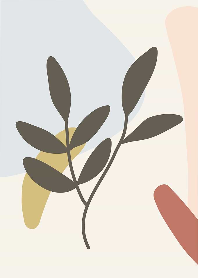 Abstract Botanical Illustration with Neutral Colors