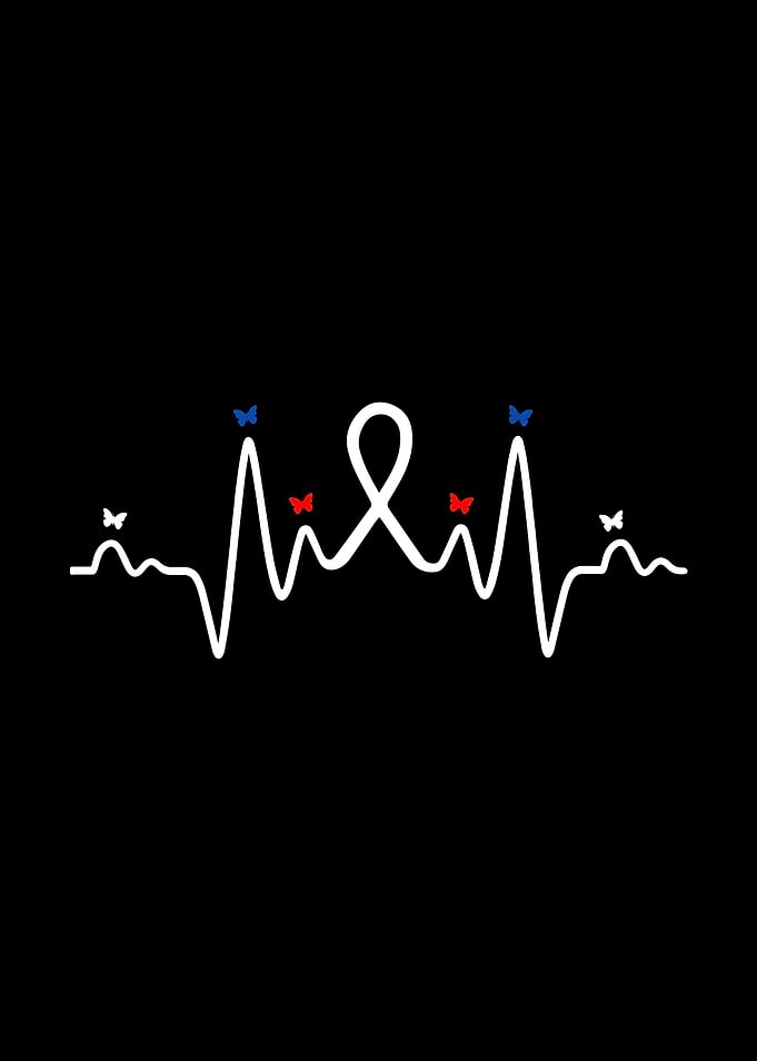 Heartbeat with Butterflies on Black Background