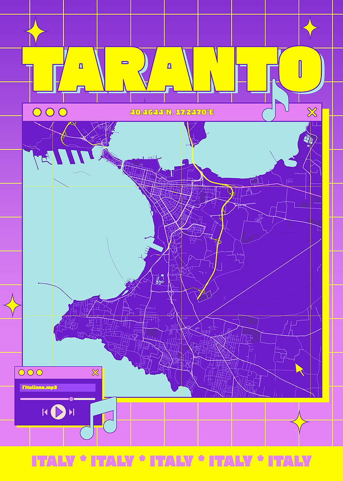 Taranto, Italy Map Art