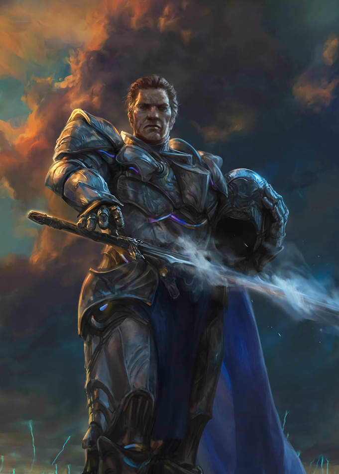 Armored Knight with Sword and Helmet