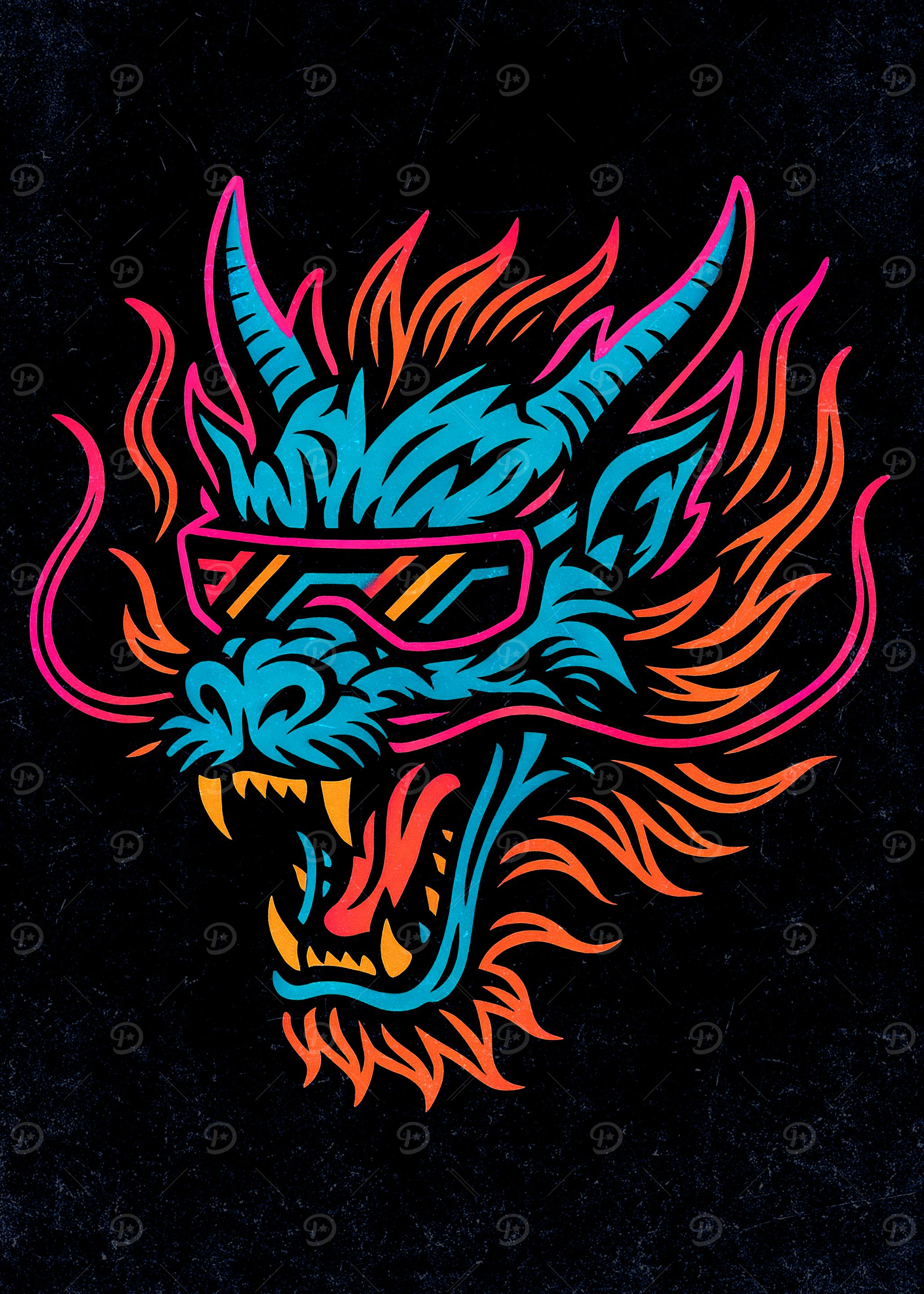 Viral Cyberpunk Dragon Illustration
