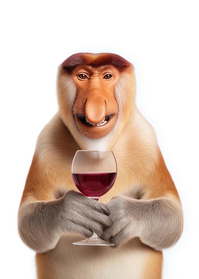 Proboscis Monkey with Wine Glass