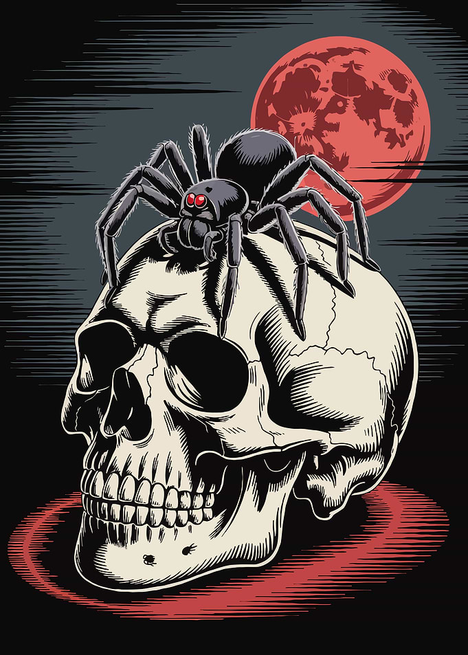 Skull with Spider and Blood Moon