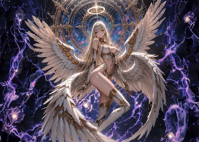 Anime Angel with Halo and Wings