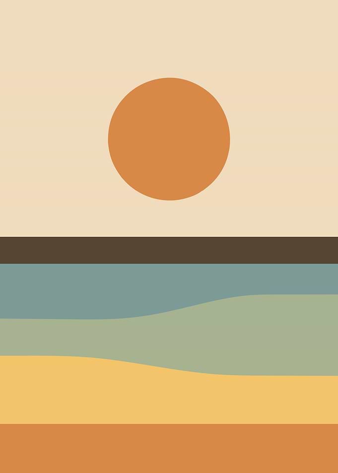 Minimalist Sunset Landscape Art
