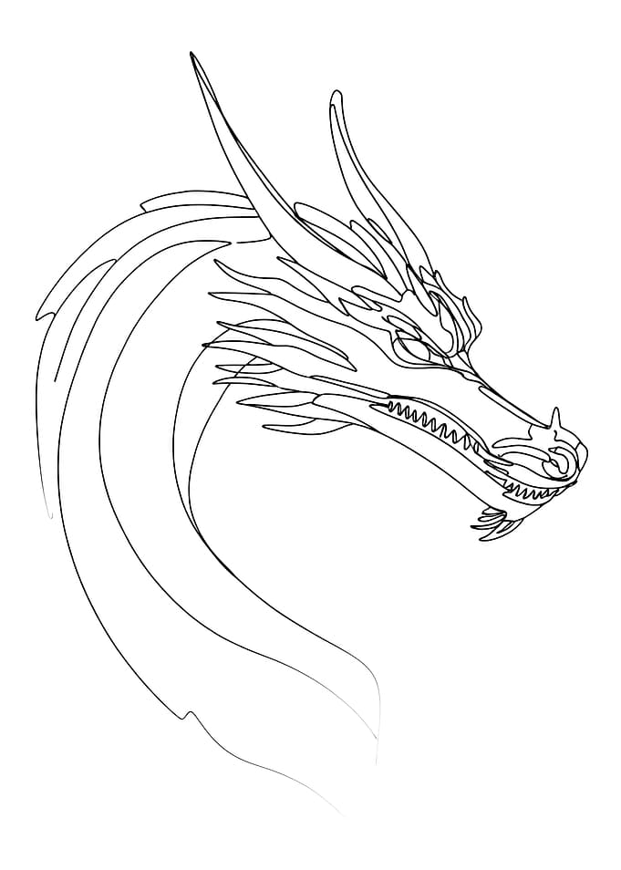 Dragon Head Minimalist Line Art