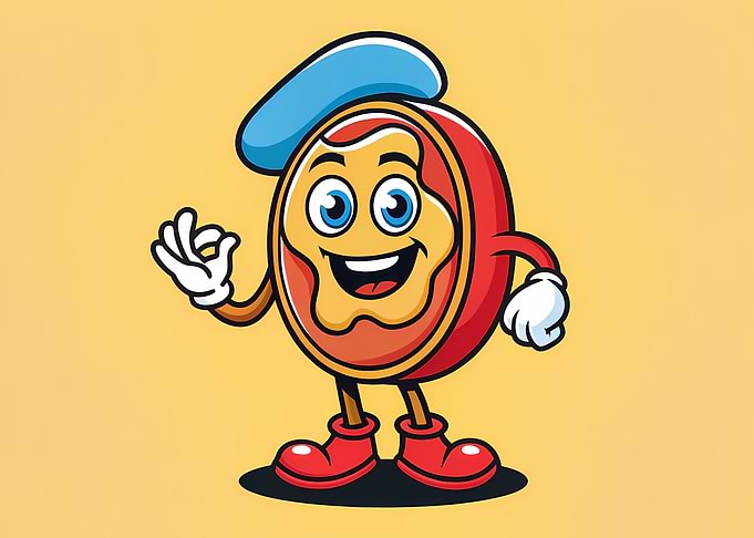 Cartoon Donut Character with Beret