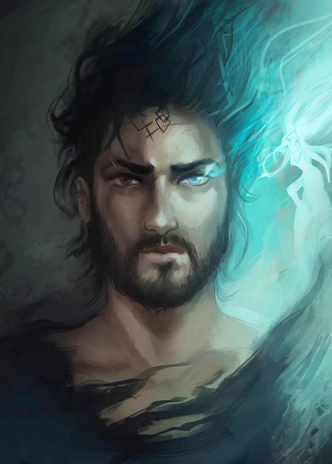 Mystic Man with Spirit Companion Portrait