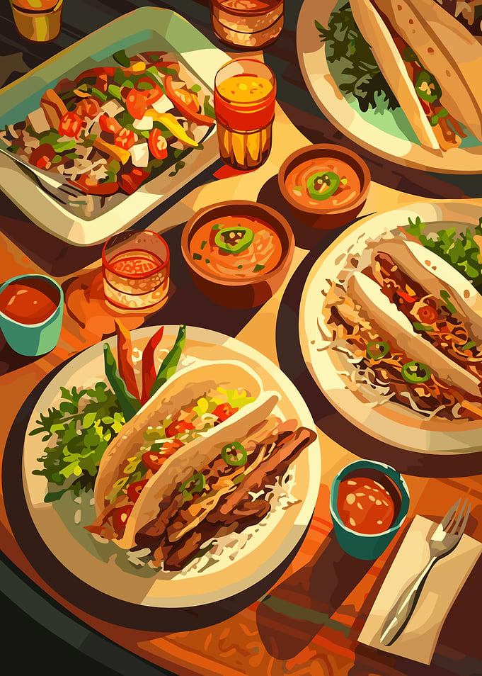 Tacos and Salsa Feast Illustration