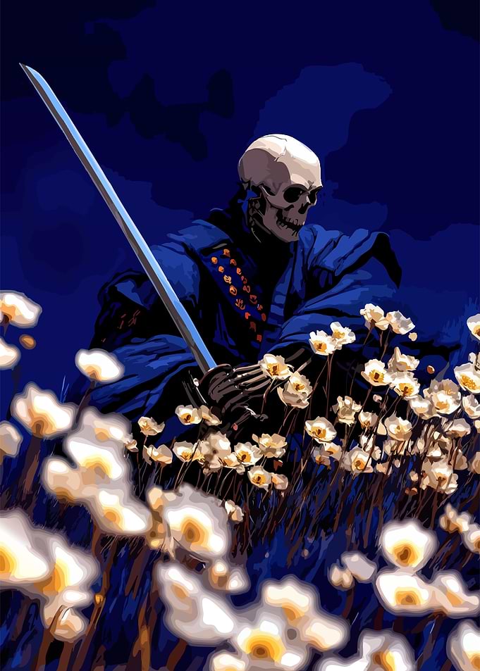 Skeleton Samurai in Flower Field