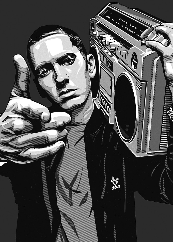 Eminem with Boombox Black and White