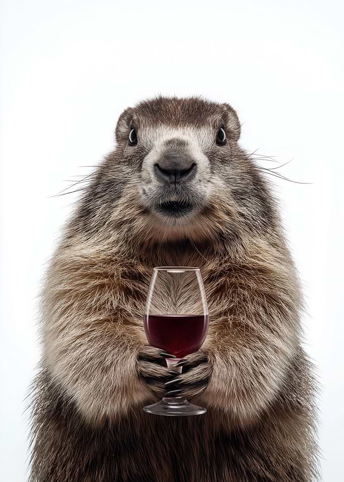 Olympic Marmot with Wine Glass