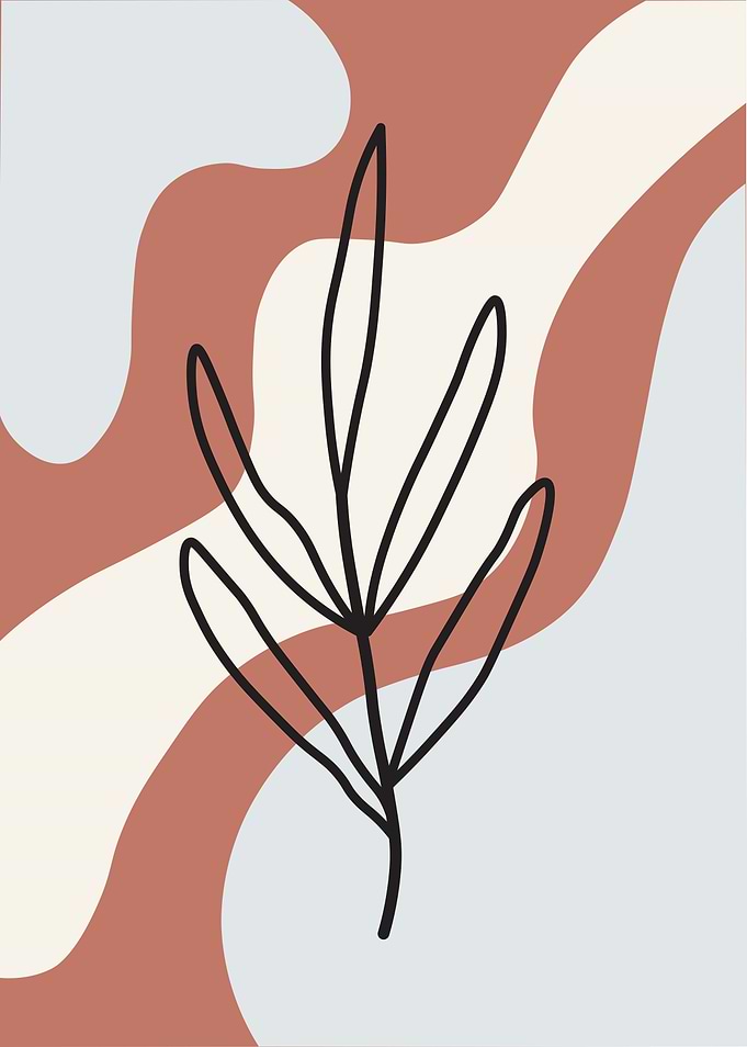 Minimalist Leaf Art with Abstract Background
