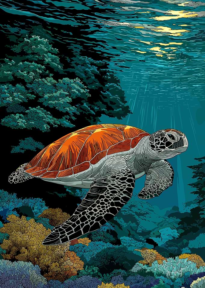 Sea Turtle Underwater