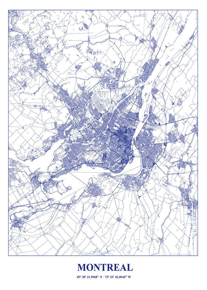 Montreal City Map Blueprint Style