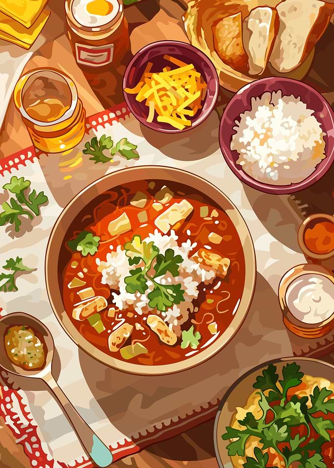 Delicious Mexican Soup with Toppings