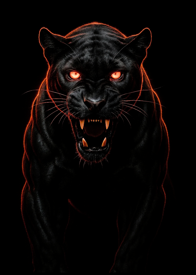 Black Panther with Glowing Eyes