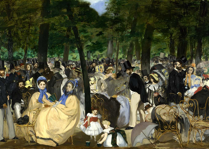 Elegant Crowd in a Park Painting