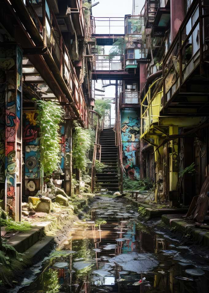 Overgrown Abandoned Industrial Complex