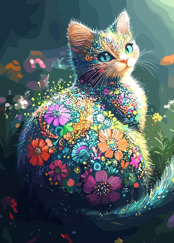 Floral Cat Portrait