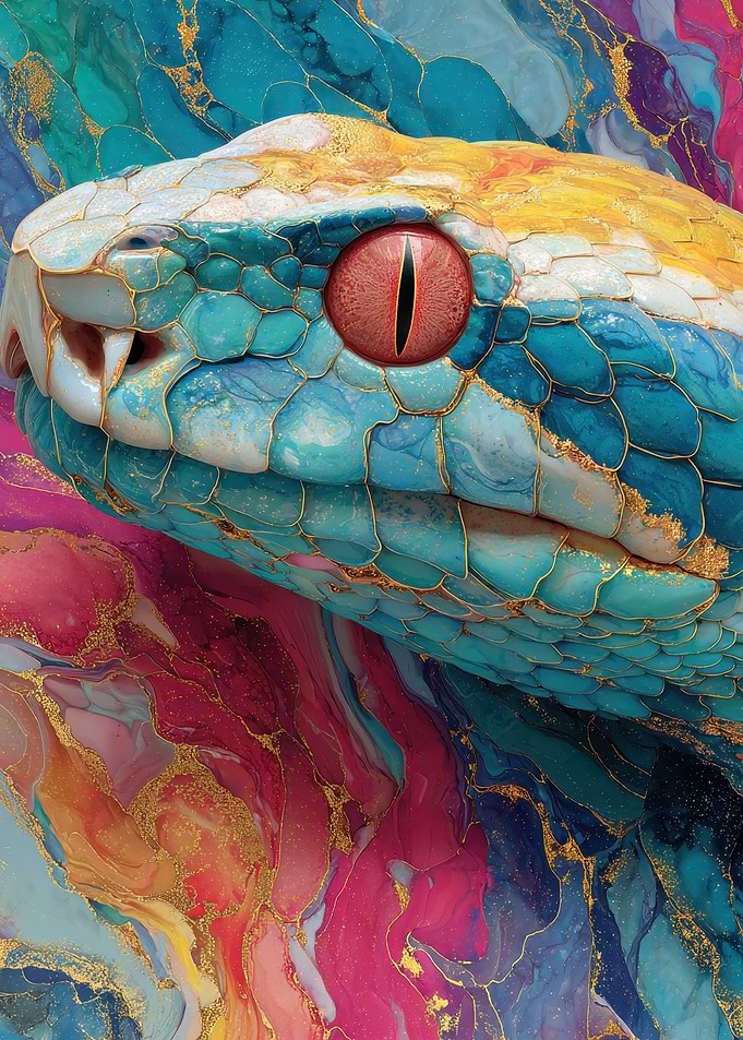 Colorful Snake Head Close-Up