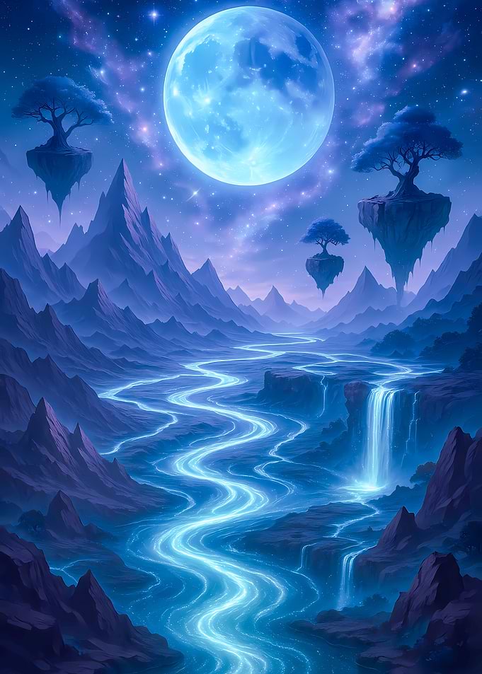 Fantasy Landscape with Moon and River