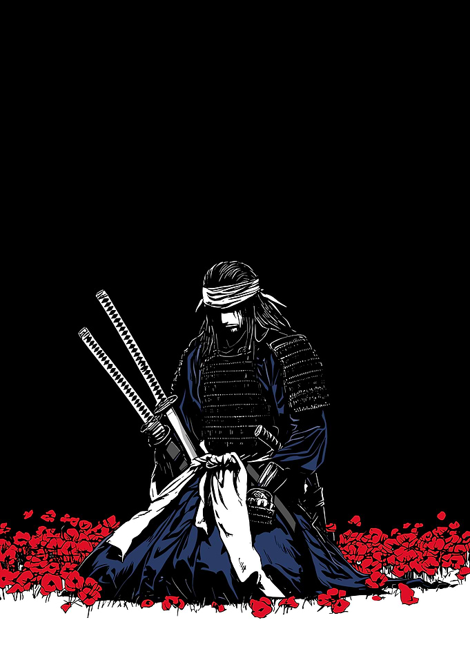 Blindfolded Samurai in a Field of Poppies