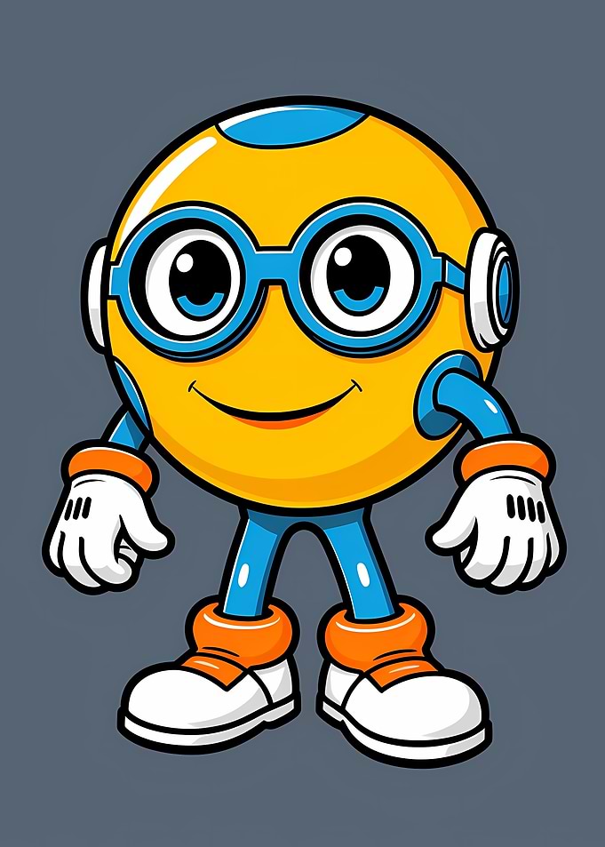 Cartoon Character with Glasses and Smile