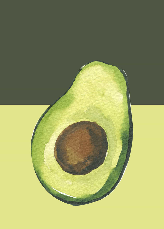 Watercolor Avocado Slice